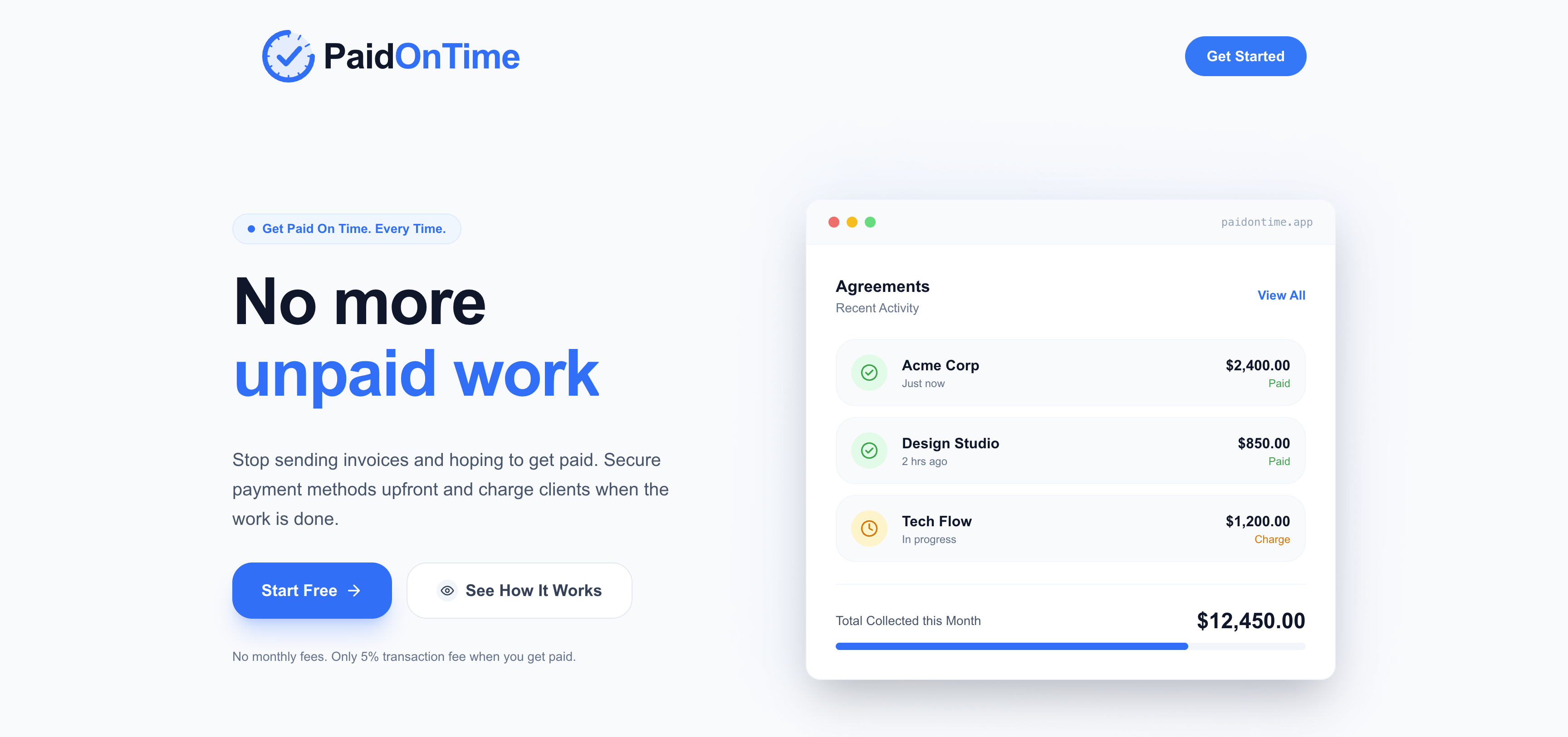 PaidOnTime app screenshot