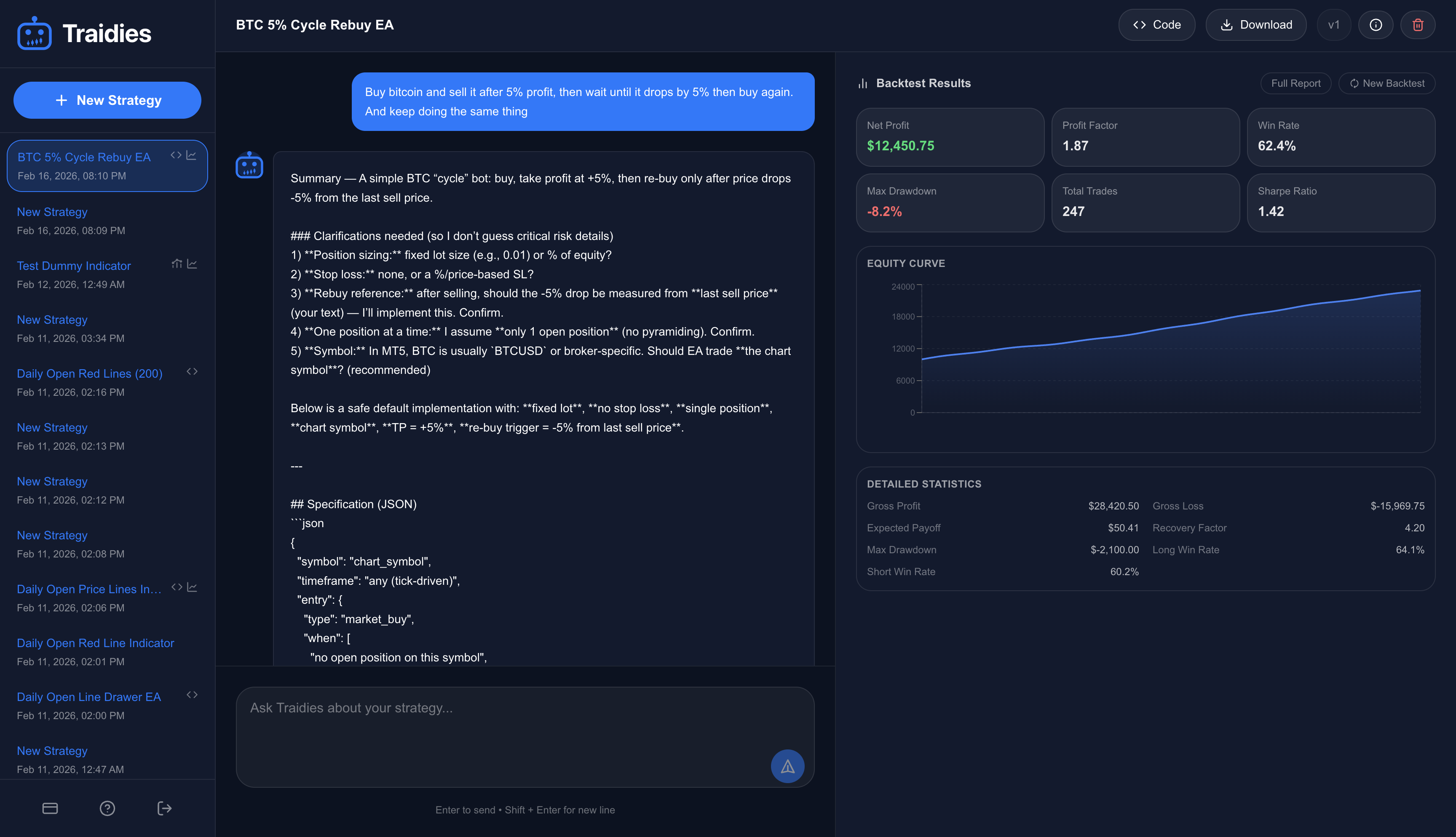 Traidies app screenshot